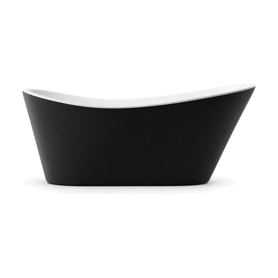 SANIKB D-8098WB - double slipper freestanding tub with a matte black exterior, white interior and one raked end
