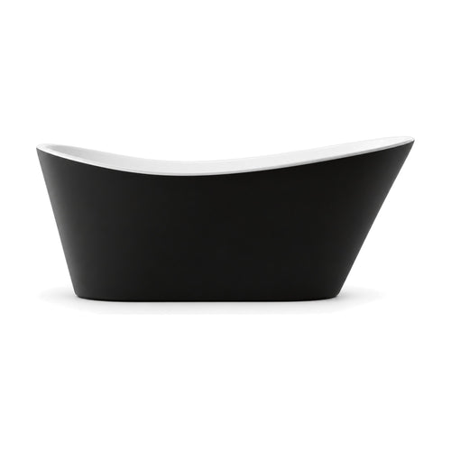 SANIKB D-8098WB - double slipper freestanding tub with a matte black exterior, white interior and one raked end