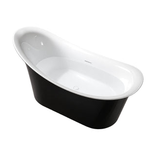 SANIKB D-8025 - black double slipper freestanding tub with white interior, rolled rim and one taller end