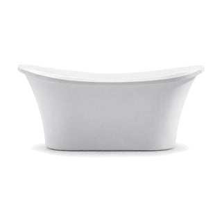 SANIKB D-8070 - white double slipper freestanding tub with raised ends flaring into a thin outward lip