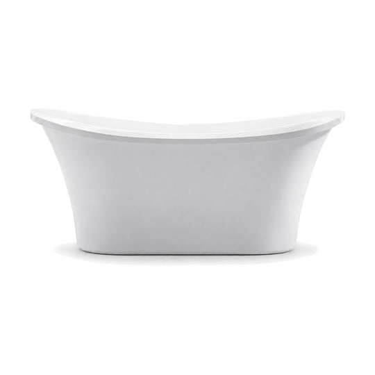 SANIKB D-8070 - white double slipper freestanding tub with raised ends flaring into a thin outward lip