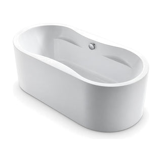 SANIKB D-8178 - white double-ended freestanding tub with vertical walls, molded backrests and chrome overflow