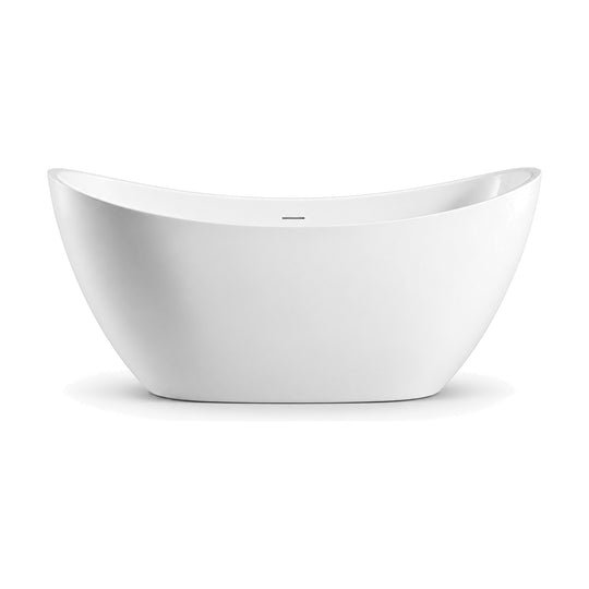 SANIKB FT089/FT090 - white double slipper freestanding soaking tub with raised ends, slim rim and narrow flat base