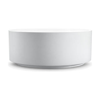 SANIKB D-8028 - gloss white round cylinder freestanding tub with vertical walls, a slim rim and a recessed plinth base