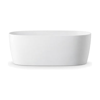 SANIKB D-8365 - matte white teardrop freestanding bathtub, wide at the backrest end and narrow at the drain end