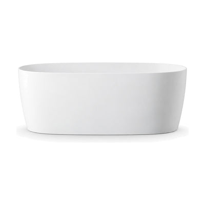 SANIKB D-8365 - matte white teardrop freestanding bathtub, wide at the backrest end and narrow at the drain end