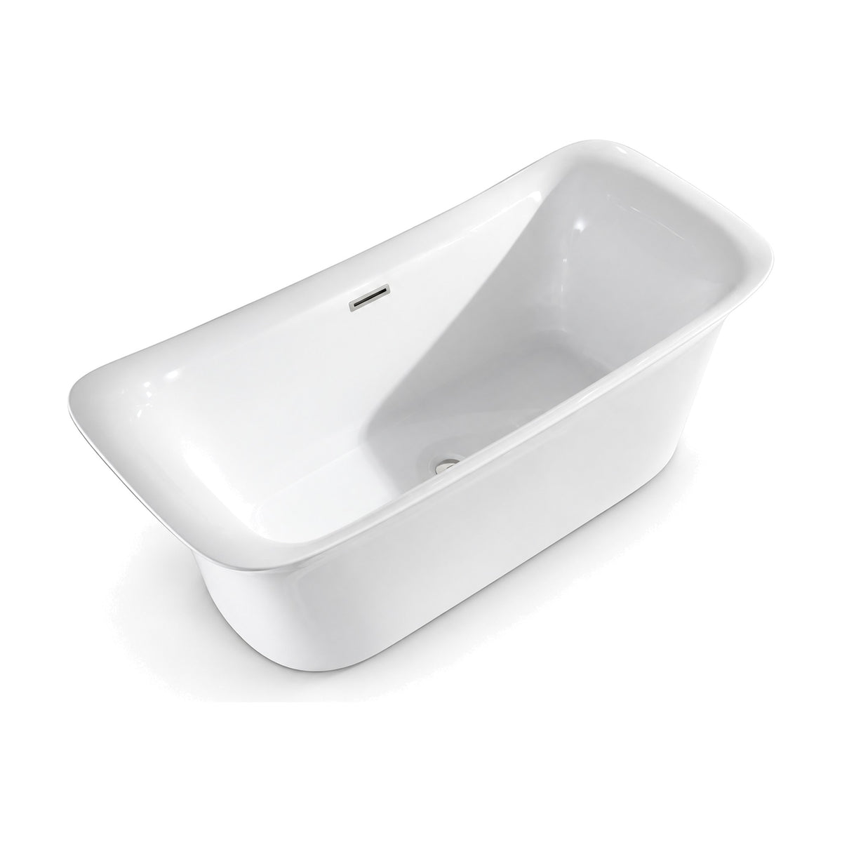 SANIKB D-8336 - glossy white boat-style freestanding tub with both ends swept up and a flared rim