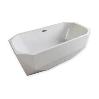 SANIKB FT075/FT076 - gloss white faceted acrylic freestanding bathtub with a chamfered octagonal top tapering to the floor