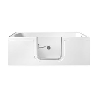 SANIKB B8080 - low white walk-in whirlpool tub with a chrome-framed glass door in a smooth front apron