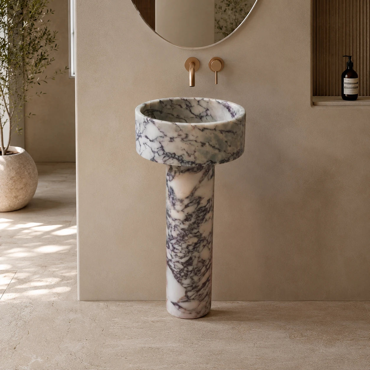 Calacatta Viola Marble Flared Pedestal Basin