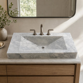 Carrara White Marble Oval Vessel Basin 39.8×18.9