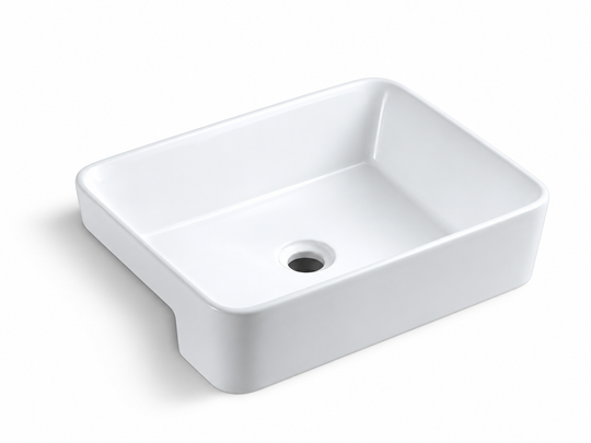 SANIKB D100 white semi-recessed ceramic basin