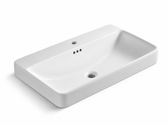 SANIKB D380 white semi-recessed ceramic basin