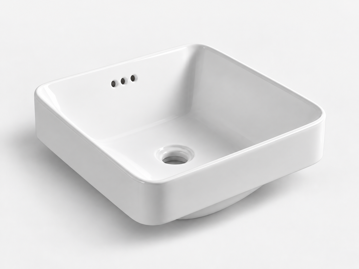 SANIKB D424 white semi-recessed ceramic basin
