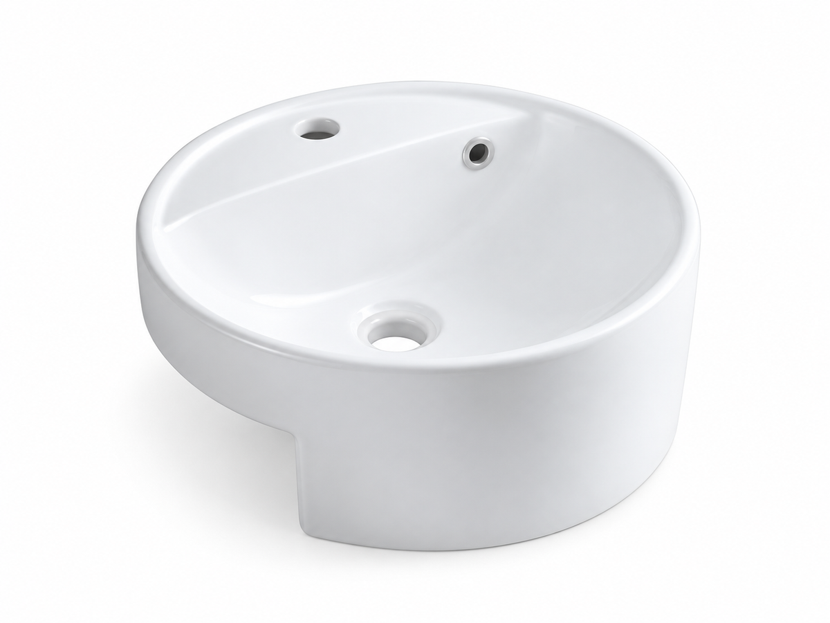 SANIKB D48 white semi-recessed ceramic basin
