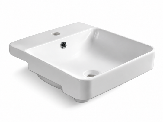 SANIKB D492B white semi-recessed ceramic basin