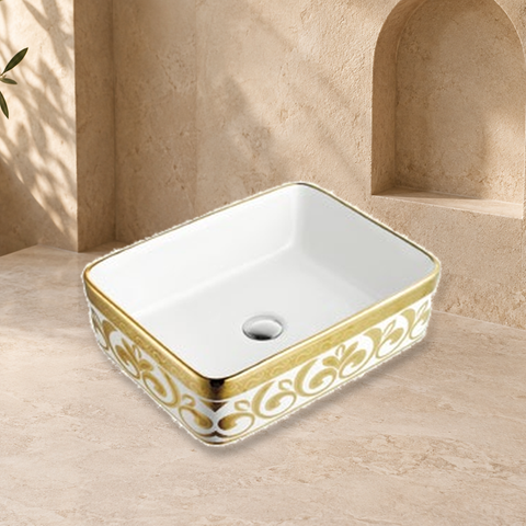White / Gold floral pattern