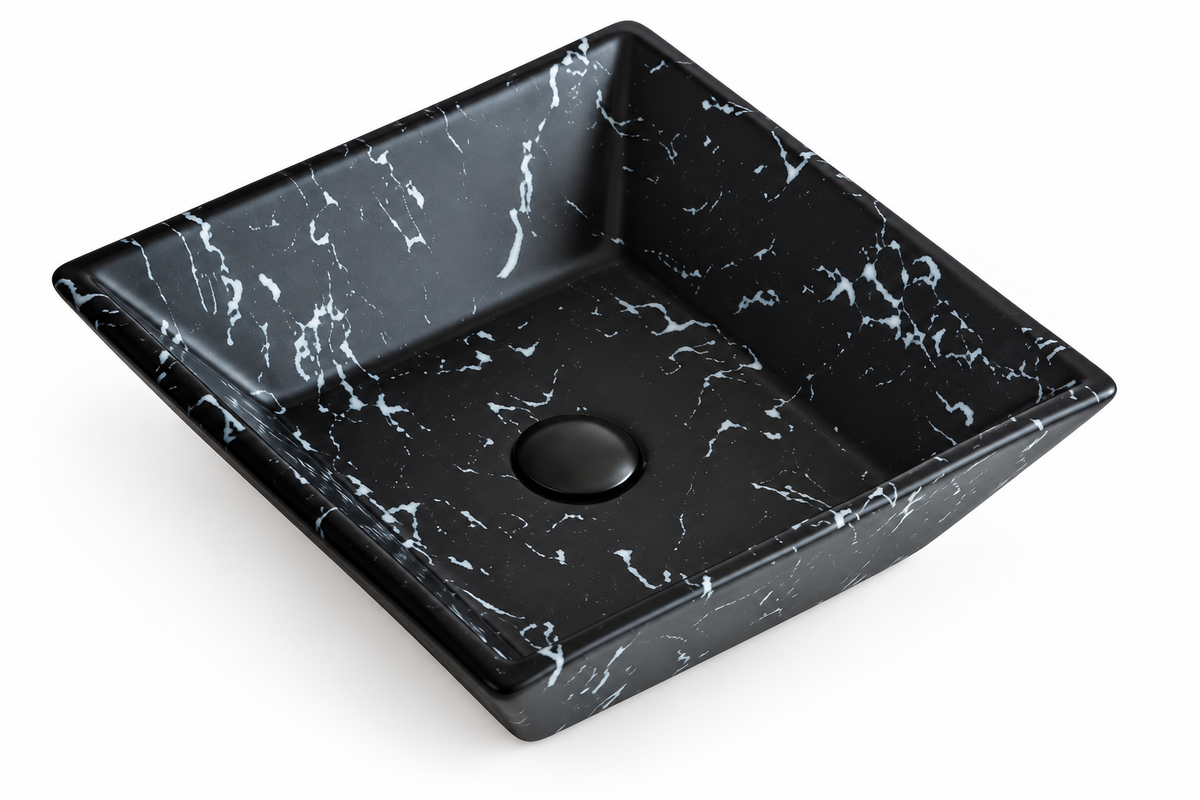 SANIKB SHY-435D126 black / white veins ceramic basin