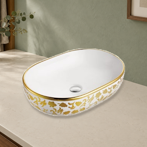 White / Gold floral pattern