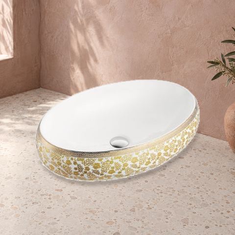 White / Gold floral pattern