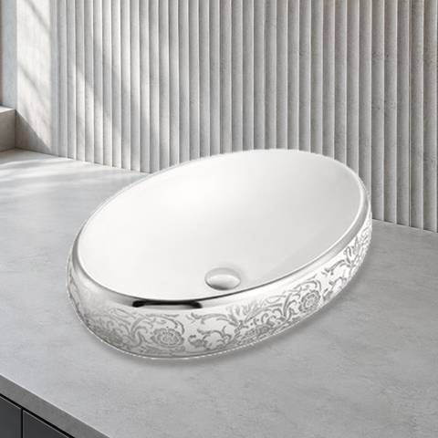 White / Silver floral pattern