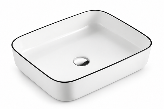 SANIKB SHY-8024BC white / black rim ceramic basin
