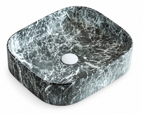 450 × 380 × 110 mm / Grey / Green veins