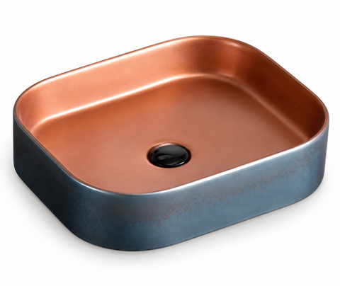 450 × 380 × 110 mm / Copper interior / Blue exterior