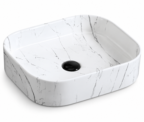 450 × 380 × 110 mm / White / Grey veins (SHY-8064-45D41)