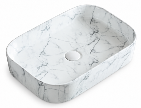 550 × 380 × 110 mm / White / Grey veins