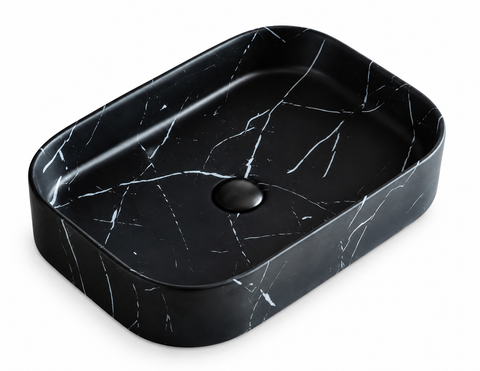550 × 380 × 110 mm / Black / White veins