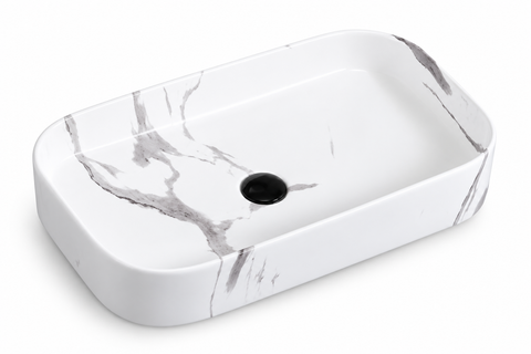 650 × 380 × 110 mm / White / Grey veins (SHY-8064-65D79)