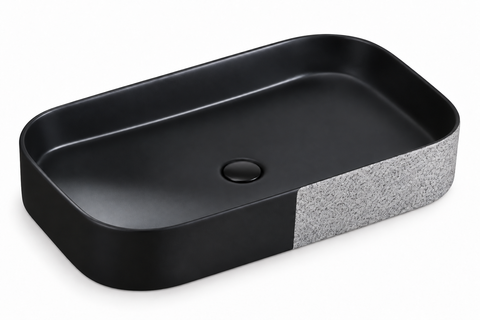 650 × 380 × 110 mm / Black / Grey speckles