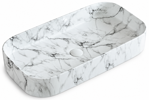 750 × 380 × 130 mm / White / Grey veins