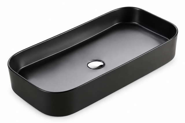 Long Tapered Rectangular Ceramic Vessel Sink