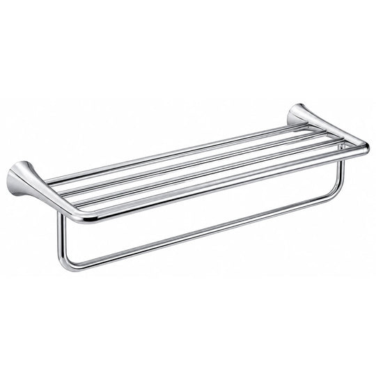 Chrome Towel Shelf with Bar — wall-mounted SUS304 stainless steel bathroom hardware | SANIKB
