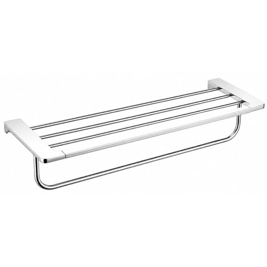 Chrome Towel Shelf with Bar — wall-mounted SUS304 stainless steel bathroom hardware | SANIKB