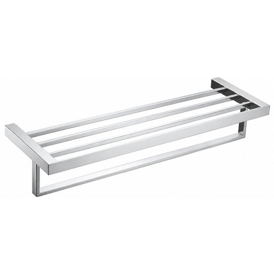 Chrome Towel Shelf with Bar — wall-mounted SUS304 stainless steel bathroom hardware | SANIKB