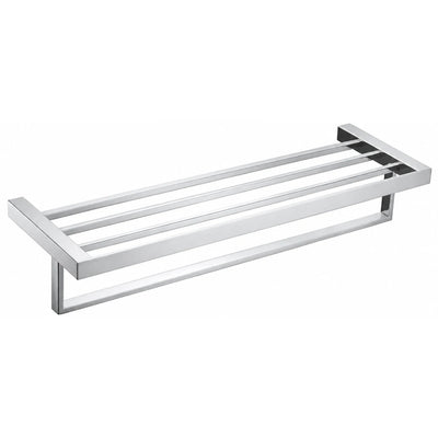 Chrome Towel Shelf with Bar — wall-mounted SUS304 stainless steel bathroom hardware | SANIKB