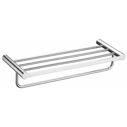 Chrome Towel Shelf with Bar — wall-mounted SUS304 stainless steel bathroom hardware | SANIKB