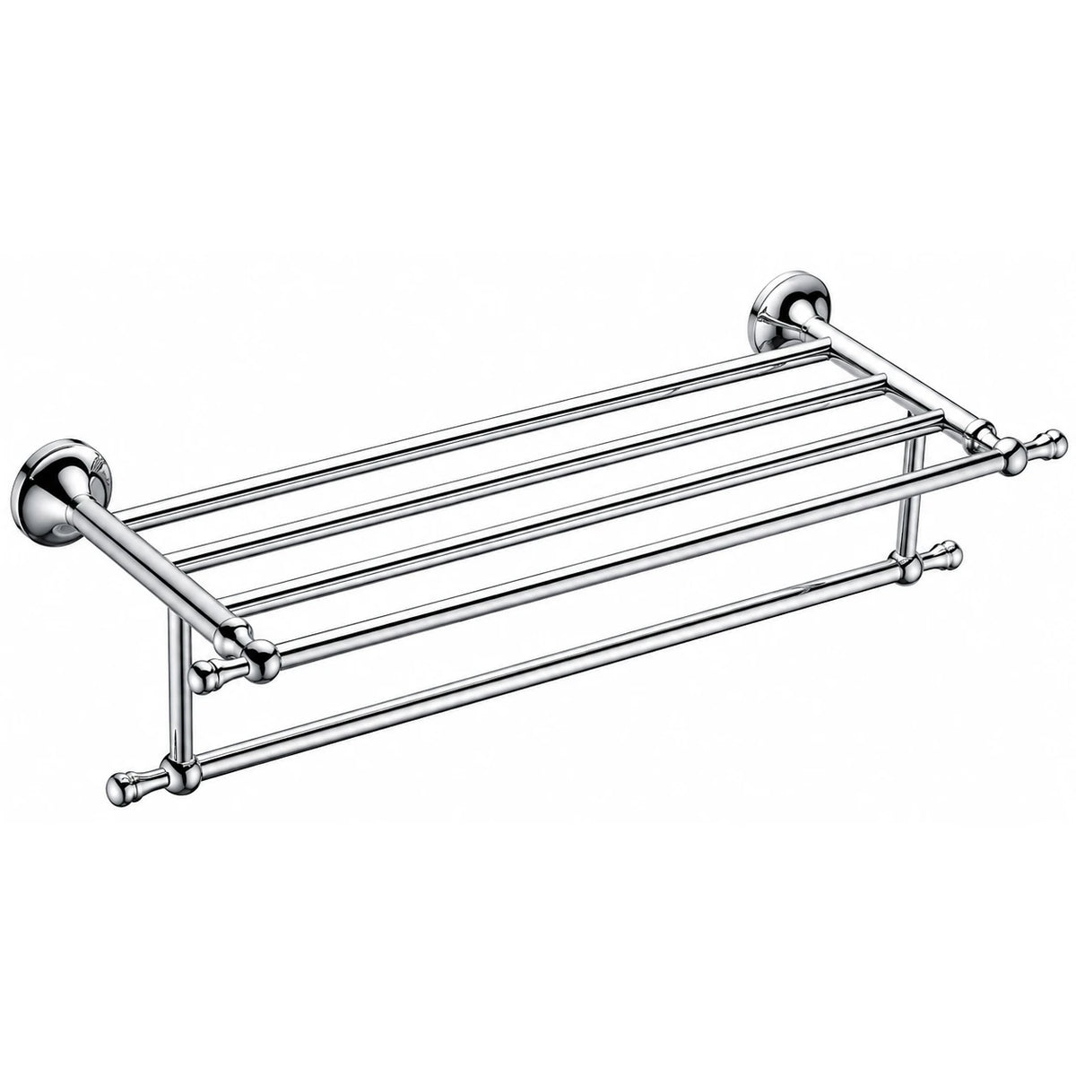 Chrome Towel Shelf with Bar — wall-mounted SUS304 stainless steel bathroom hardware | SANIKB