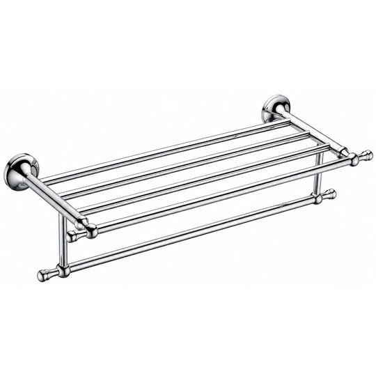 Chrome Towel Shelf with Bar — wall-mounted SUS304 stainless steel bathroom hardware | SANIKB