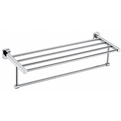 Chrome Towel Shelf with Bar — wall-mounted SUS304 stainless steel bathroom hardware | SANIKB