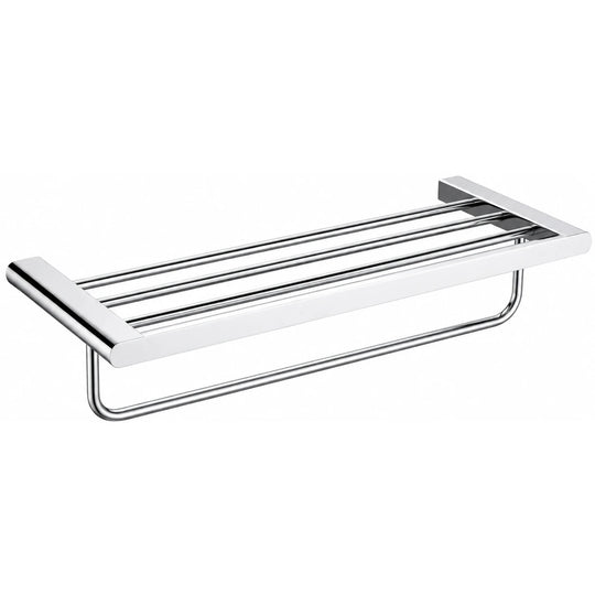 Chrome Towel Shelf with Bar — wall-mounted SUS304 stainless steel bathroom hardware | SANIKB