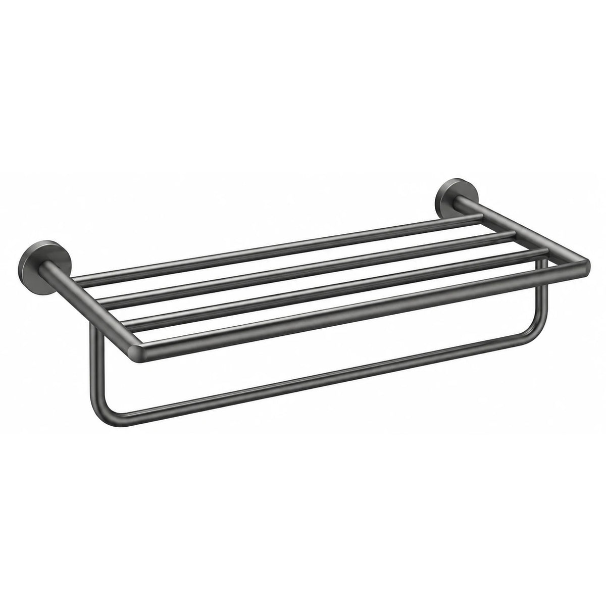 Chrome Towel Shelf with Bar — wall-mounted SUS304 stainless steel bathroom hardware | SANIKB