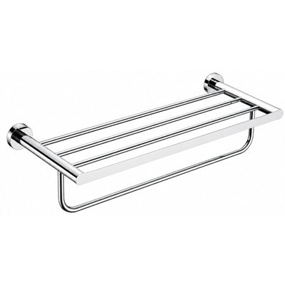 Chrome Towel Shelf with Bar — wall-mounted SUS304 stainless steel bathroom hardware | SANIKB