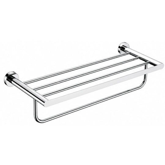 Chrome Towel Shelf with Bar — wall-mounted SUS304 stainless steel bathroom hardware | SANIKB