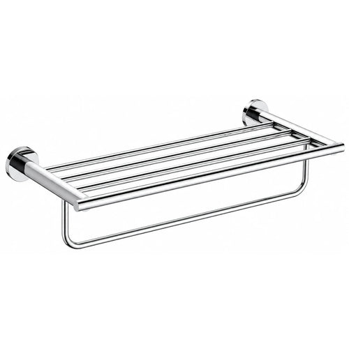 Chrome Towel Shelf with Bar — wall-mounted SUS304 stainless steel bathroom hardware | SANIKB