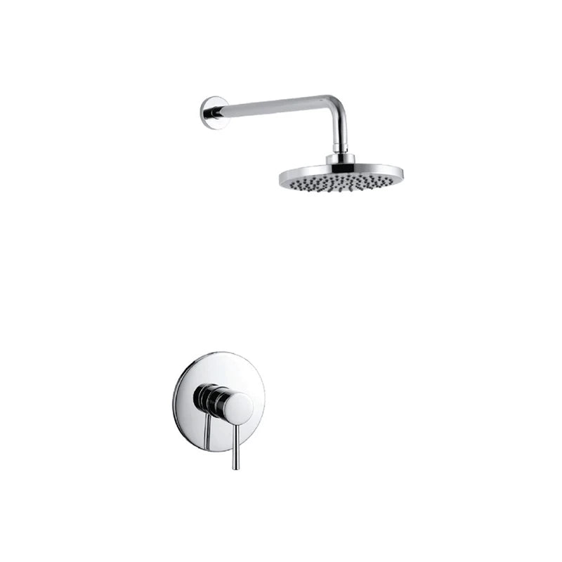 Chrome concealed shower faucet, solid brass, 8-inch round rain head on a long wall arm with a round single-lever concealed trim — SANIKB F348308