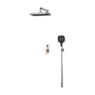 Chrome and rose gold concealed shower system with rectangular dark-face rain head, lever plate and handheld — SANIKB SP076C 22 74 1-1